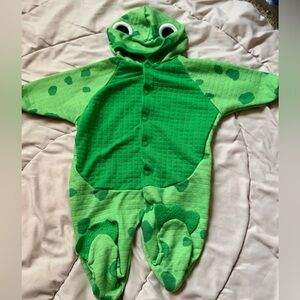 Vintage Small Steps Green Frog Hooded Footie for Kids